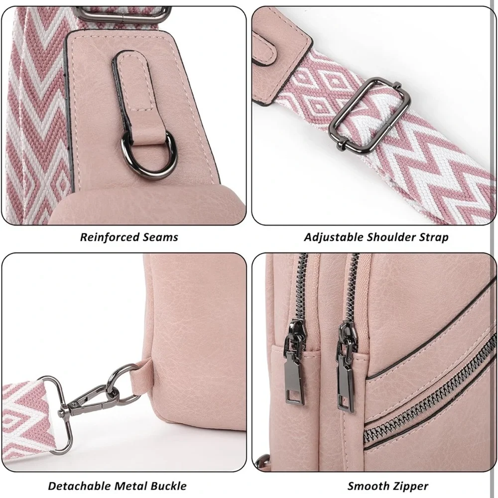 Pink leather Crossbody Bag